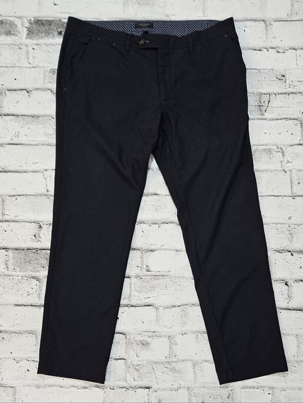 Ted Baker London Textured Dress Pants Men's 38 Navy Stretch Trousers